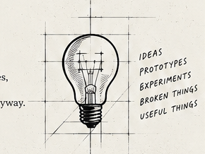 Hand-drawn lightbulb technical sketch